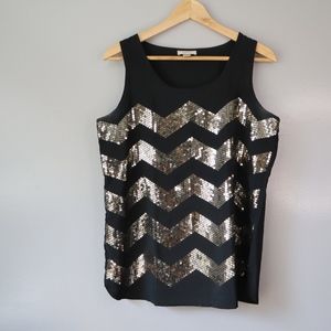 Loft Sleeveless Chevron sequins tank S